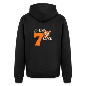 7. Geburtstag Mädchen Junge Katze Ich Bin Schon - Unisex Premium Bio Zip Hoodie - Schwarz - Hinten - Nico (187cm)