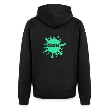 crew klecks - Unisex Premium Bio Zip Hoodie - Schwarz - Hinten - Nico (187cm)