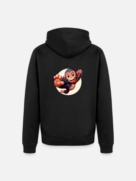 Cimpansee-Sprünge - Unisex Premium Bio Zip Hoodie - Schwarz