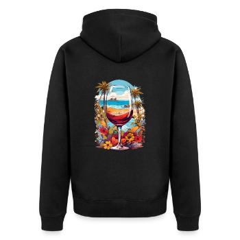Verre de vin de plage - Veste à capuche bio Premium Unisexe - noir - Dos - Nico (187cm)