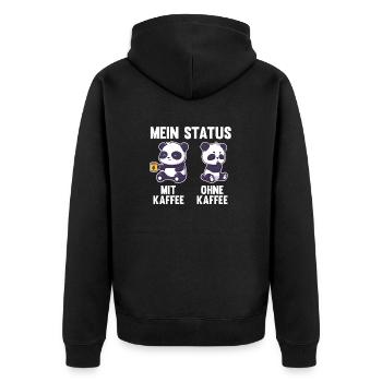 Pandabär Mein Status Mit Kaffee Ohne Kaffee - Unisex Premium Bio Zip Hoodie - Schwarz - Hinten - Nico (187cm)