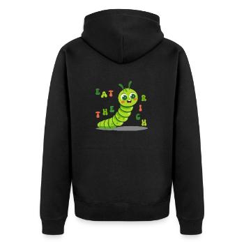 Chenille mignonne - mangez les riches - Veste à capuche bio Premium Unisexe - noir - Dos - Nico (187cm)