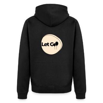 Loslassen - Unisex Premium Bio Zip Hoodie - Schwarz - Hinten - Nico (187cm)