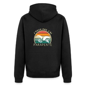 Ich kann nicht Gleitschirm Gleitschirm T-Shirt - Unisex Premium Bio Zip Hoodie - Schwarz - Hinten - Nico (187cm)