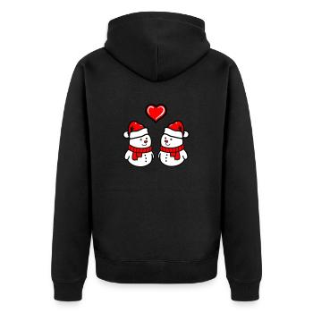 Schneemann love - Unisex Premium Bio Zip Hoodie - Schwarz - Hinten - Nico (187cm)