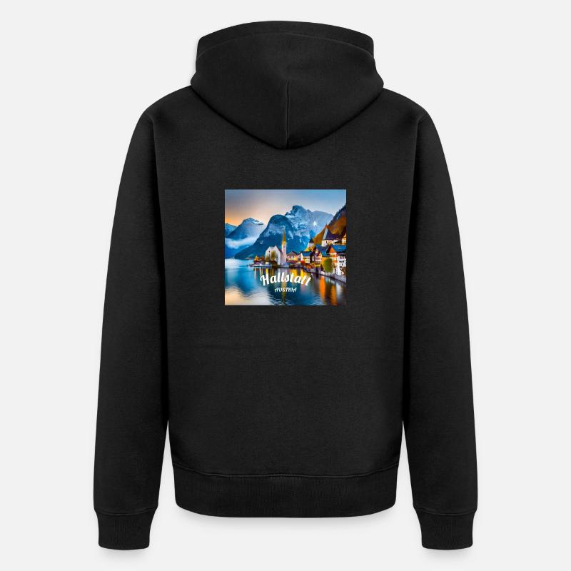 Hallstatt le matin - Veste à capuche bio Premium Unisexe - noir