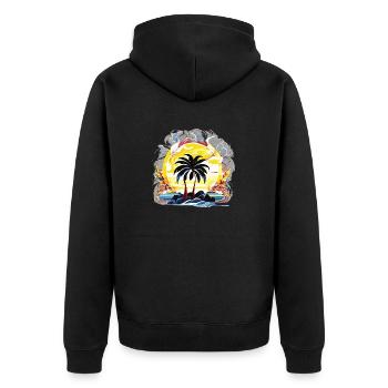 Palmiers au soleil (Collection d’œuvres d’art) - Veste à capuche bio Premium Unisexe - noir - Dos - Nico (187cm)