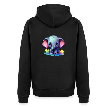 Bébé éléphant cadeau enfants enfants mode coloré - Veste à capuche bio Premium Unisexe - noir - Dos - Nico (187cm)