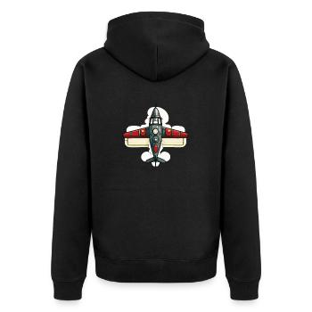 Airplane - Unisex Premium Organic Zip Hoodie - black - Back - Nico (187cm)