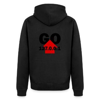Geh nach Hause - Unisex Premium Bio Zip Hoodie - Schwarz - Hinten - Nico (187cm)