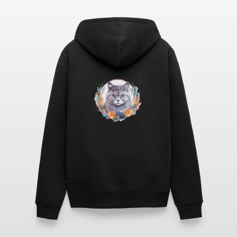 Britisch Kurzhaar Katze Boho Elements, Katzen Unisex Premium Bio Zip Hoodie