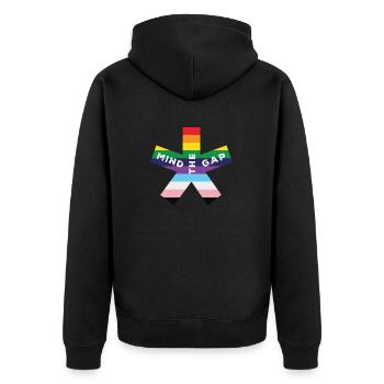 blockedTitle - Unisex Premium Bio Zip Hoodie - Schwarz - Hinten - Nico (187cm)