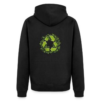 Recycling - Unisex Premium Bio Zip Hoodie - Schwarz - Hinten - Nico (187cm)