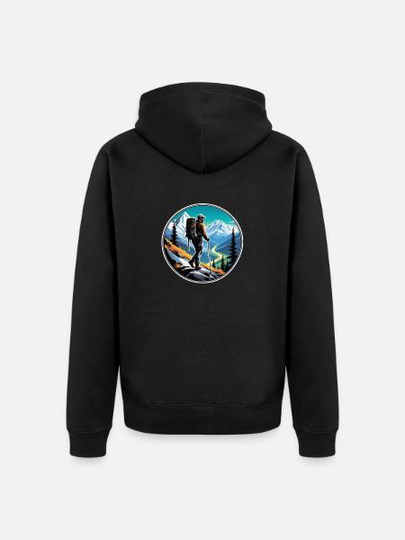 Nature & Mountain Hiking - Unisex Premium Organic Zip Hoodie - black