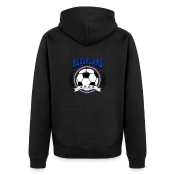 Niederlande Fußball Retro College Style -Trend - Unisex Premium Bio Zip Hoodie - Schwarz - Hinten - Nico (187cm)