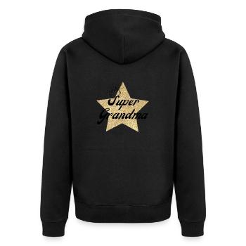 Super Grandma Star - Oma Geschenk - Unisex Premium Bio Zip Hoodie - Schwarz - Hinten - Nico (187cm)