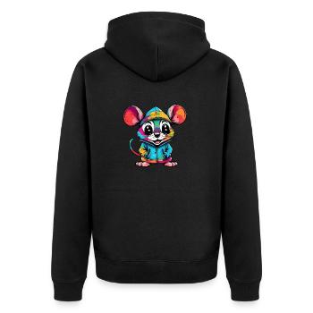 Bunte Maus Cool Style - Unisex Premium Bio Zip Hoodie - Schwarz - Hinten - Nico (187cm)