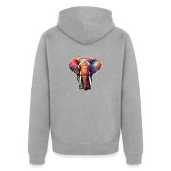 Elephant psychedelic - Unisex Premium Organic Zip Hoodie - heather grey - Back - Nico (187cm)