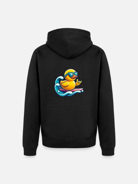 Surf's Rubber Duck - Unisex Premium Organic Zip Hoodie - black