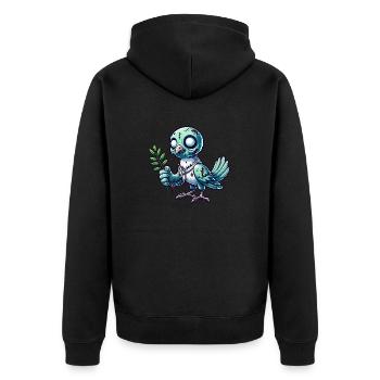Undead Peace Dove Zombie Friedenstaube - Unisex Premium Bio Zip Hoodie - Schwarz - Hinten - Nico (187cm)