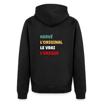 L'original le vrai l'unique hervé - Veste à capuche bio Premium Unisexe - noir - Dos - Nico (187cm)