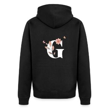 Lettre g fleurs sauvages aquarelles - Veste à capuche bio Premium Unisexe - noir - Dos - Nico (187cm)