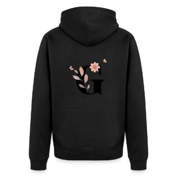 Lettre g fleurs sauvages aquarelles - Veste à capuche bio Premium Unisexe - noir - Dos - Nico (187cm)