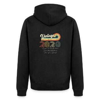2020 Vintage Klassiker 2020 - Unisex Premium Bio Zip Hoodie - Schwarz - Hinten - Nico (187cm)