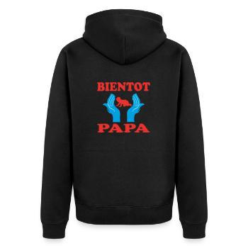 BIENTOT PAPA - Veste à capuche bio Premium Unisexe - noir - Dos - Nico (187cm)
