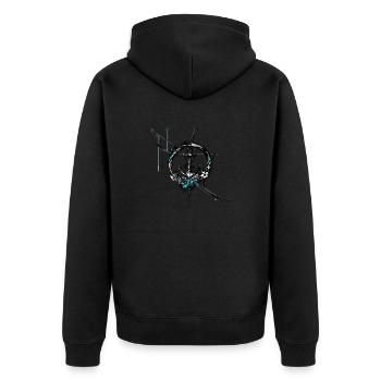 anker, maritim - Unisex Premium Bio Zip Hoodie - Schwarz - Hinten - Nico (187cm)