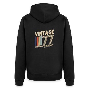 1977 - Unisex Premium Organic Zip Hoodie - black - Back - Nico (187cm)