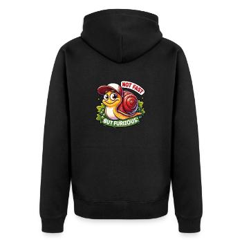 Petit escargot mignon avec casquette de baseball - Veste à capuche bio Premium Unisexe - noir - Dos - Nico (187cm)