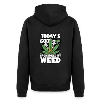 Gute Laune Weed - Unisex Premium Bio Zip Hoodie - Schwarz - Hinten - Nico (187cm)