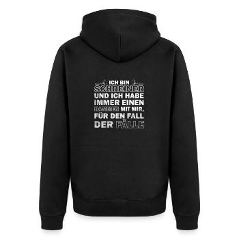 Schreiner - habe immer einen Hammer mit mir - Unisex Premium Bio Zip Hoodie - Schwarz - Hinten - Nico (187cm)