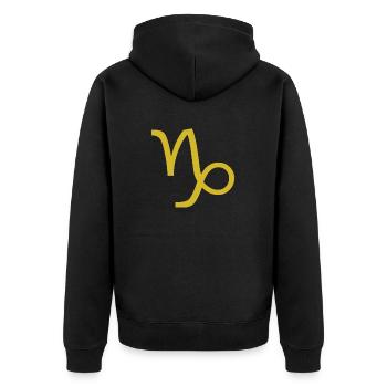 Sternzeichen Steinbock, exklusives T-Shirt Design - Unisex Premium Bio Zip Hoodie - Schwarz - Hinten - Nico (187cm)