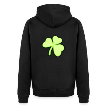 Shamrock Three Leaves Lucky Symbol Green Plant - Unisex Premium Organic Zip Hoodie - black - Back - Nico (187cm)