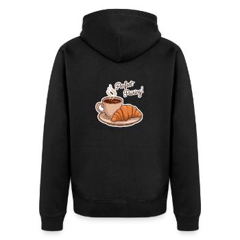 Perfect breakfast - coffee croissant - Unisex Premium Organic Zip Hoodie - black - Back - Nico (187cm)