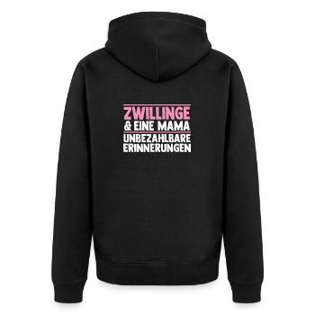 Mama Von Zwillingen - Unisex Premium Bio Zip Hoodie - Schwarz - Hinten - Nico (187cm)