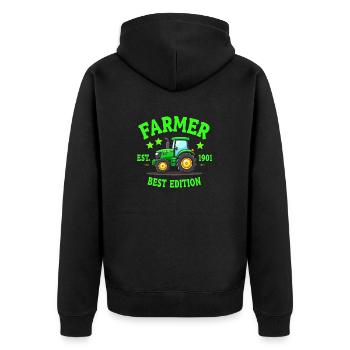 Farm Humor - Farmer Delights - Unisex Premium Organic Zip Hoodie - black - Back - Nico (187cm)