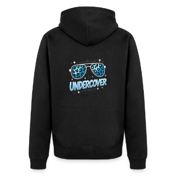 Undercover Speech - Sunglasses Design - Unisex Premium Organic Zip Hoodie - black - Back - Nico (187cm)