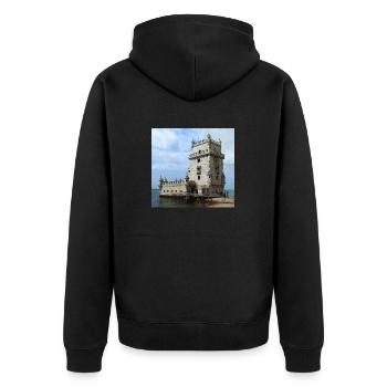 Belém Tower - Unisex Premium Organic Zip Hoodie - black - Back - Nico (187cm)