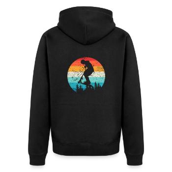 Scooter Stunt Tretroller Geschenk Kinder & Teenage - Unisex Premium Bio Zip Hoodie - Schwarz - Hinten - Nico (187cm)