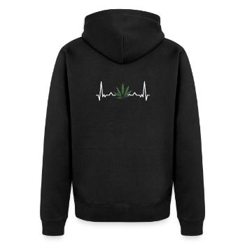 Herzschlag Weed Canabis - Unisex Premium Bio Zip Hoodie - Schwarz - Hinten - Nico (187cm)