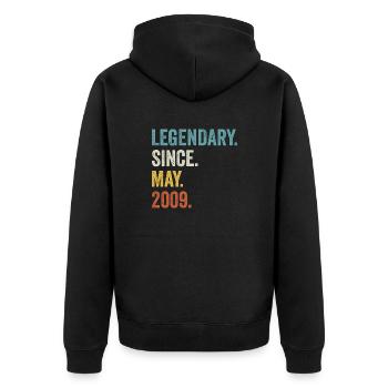 Legendary Since May 2009 13th Birthday - Unisex Premium Organic Zip Hoodie - black - Back - Nico (187cm)