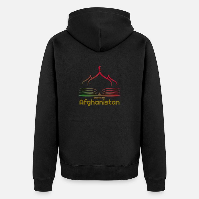 Prières pour l’Afghanistan. Solidarité afghane - Veste à capuche bio Premium Unisexe - noir
