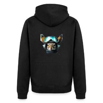 Aviator squirrel - Unisex Premium Organic Zip Hoodie - black - Back - Nico (187cm)