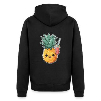 Sweet pineapple with cocktail in hand summer pool - Unisex Premium Organic Zip Hoodie - black - Back - Nico (187cm)