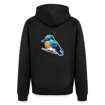 Kingfisher Bird Drawing - Unisex Premium Organic Zip Hoodie - black - Back - Nico (187cm)