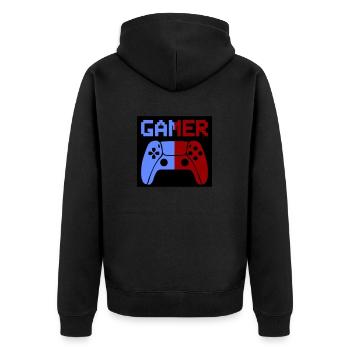 Gamer Controller - Unisex Premium Organic Zip Hoodie - black - Back - Nico (187cm)