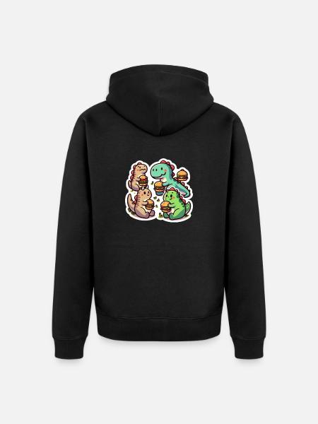 Dino-Burger-Party - Unisex Premium Bio Zip Hoodie - Schwarz